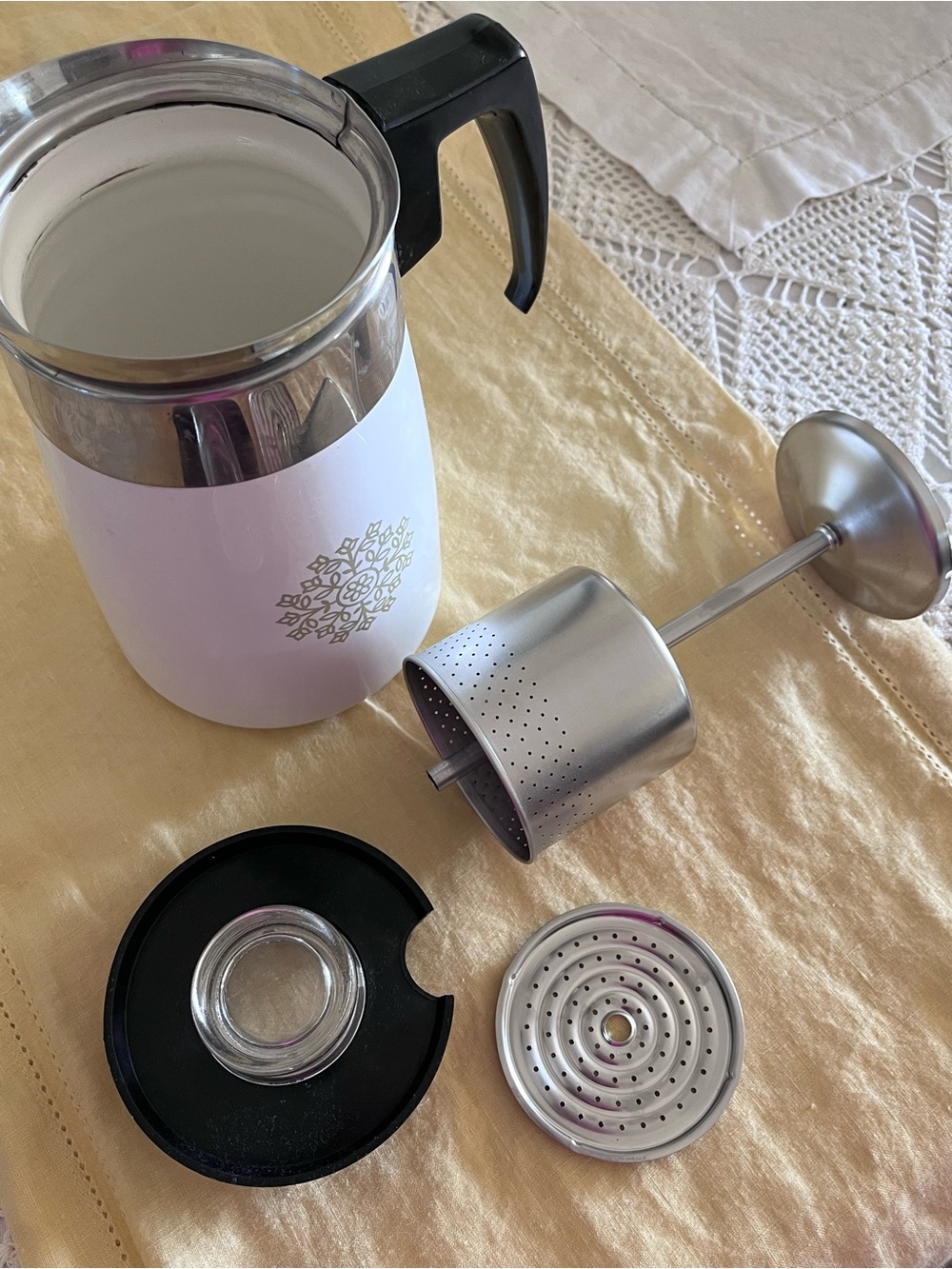 Corning Ware Avocado Green Medallion Stove Top Coffee Percolator 6 Cup Complete - Picture 8 of 13